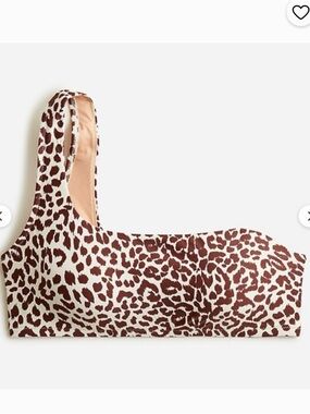 Jcrew Leopard Print One-Shoulder Bikini Top - Brown & Cream s